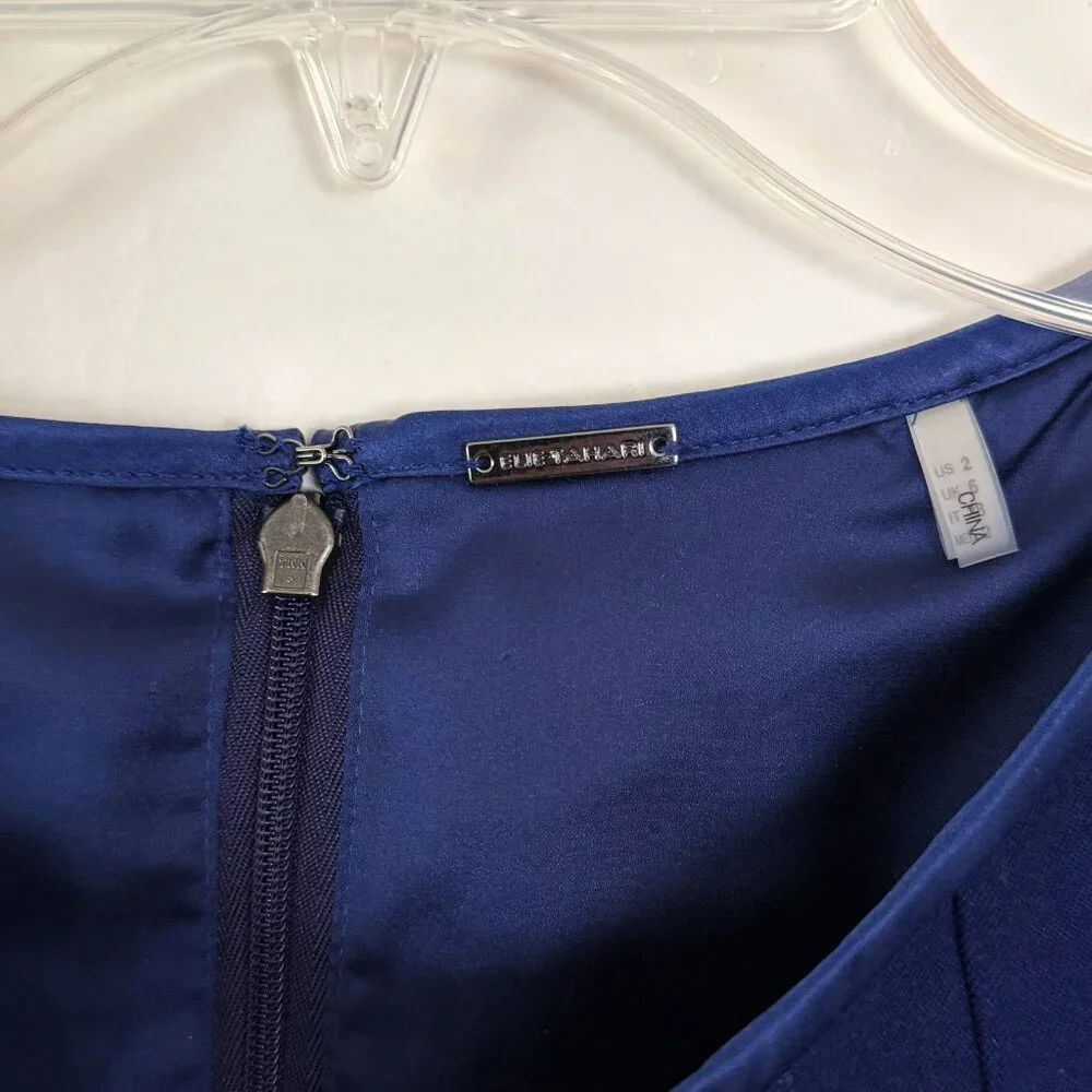 elie tahari // long sleeve wool mid-length blue dress 2 - Picture 2 of 7